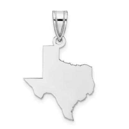 Sterling Silver Silver/Rhodium Plated Texas State Pendant