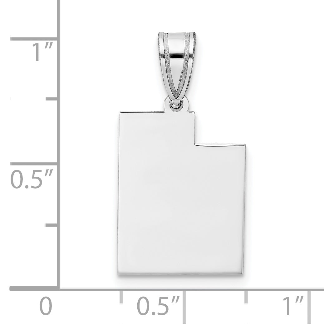 Sterling Silver Silver/Rhodium Plated Utah State Pendant