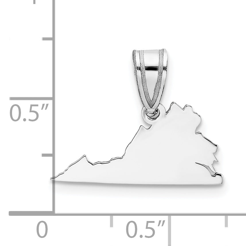 Sterling Silver Silver/Rhodium Plated Virginia State Pendant