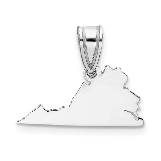 Sterling Silver Silver/Rhodium Plated Virginia State Pendant