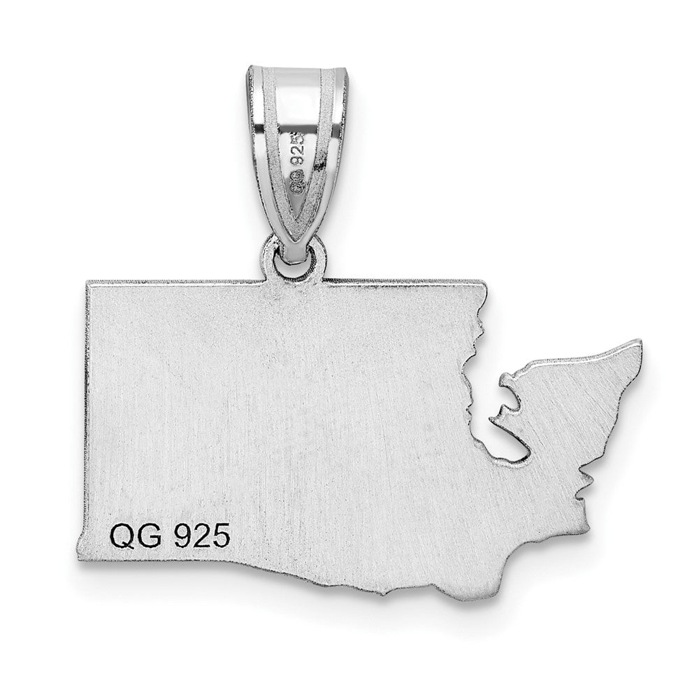 Sterling Silver Silver/Rhodium Plated Washington State Pendant