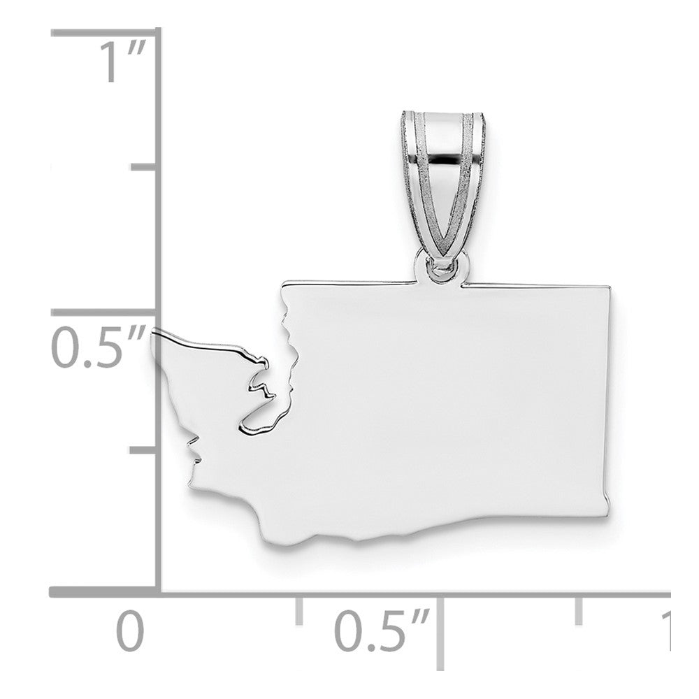Sterling Silver Silver/Rhodium Plated Washington State Pendant