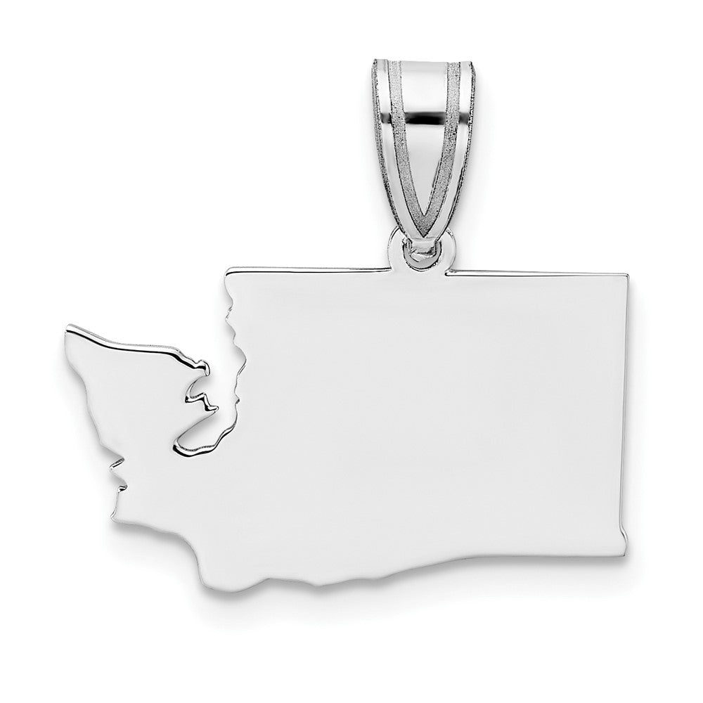 Sterling Silver Silver/Rhodium Plated Washington State Pendant