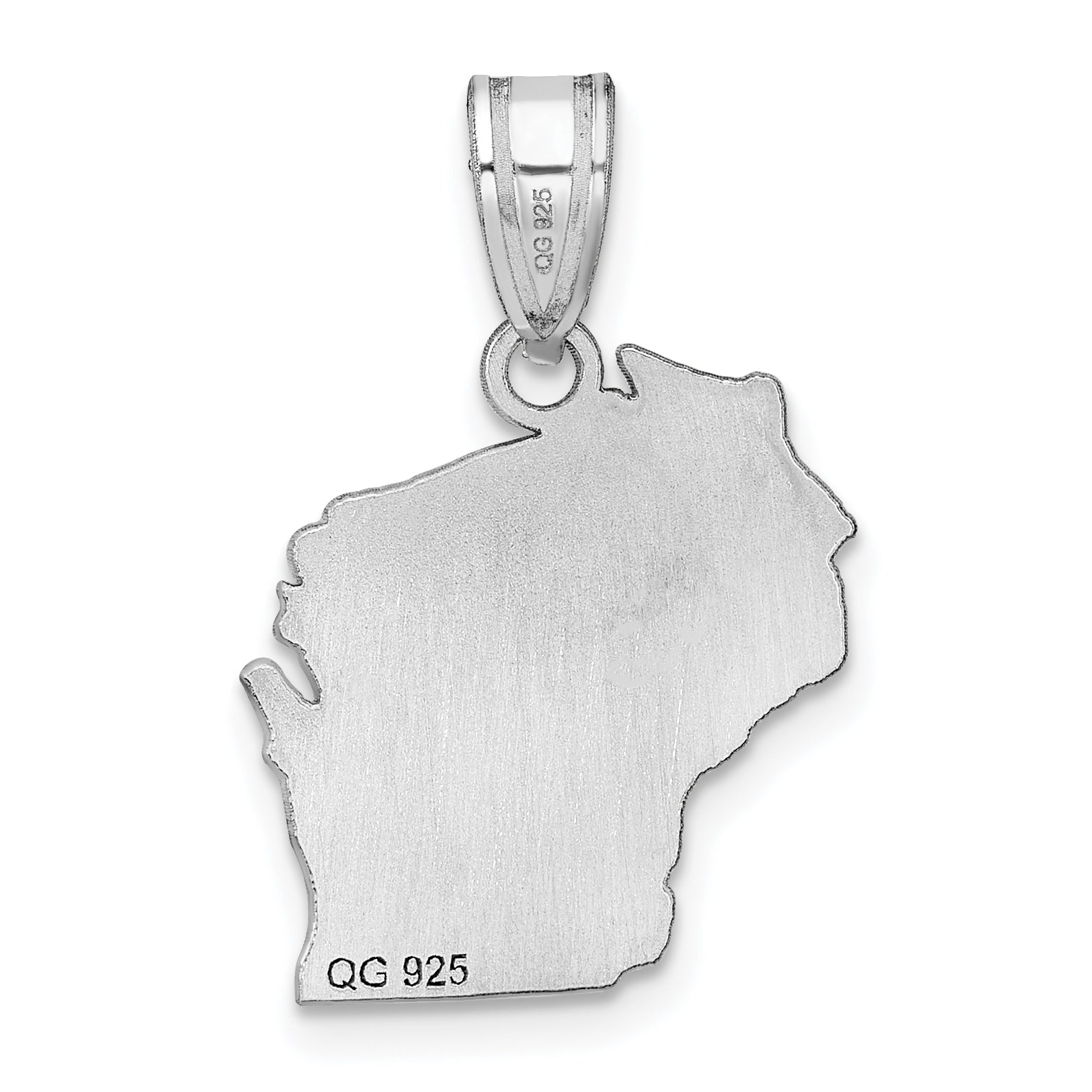 Sterling Silver Silver/Rhodium Plated Wisconsin State Pendant