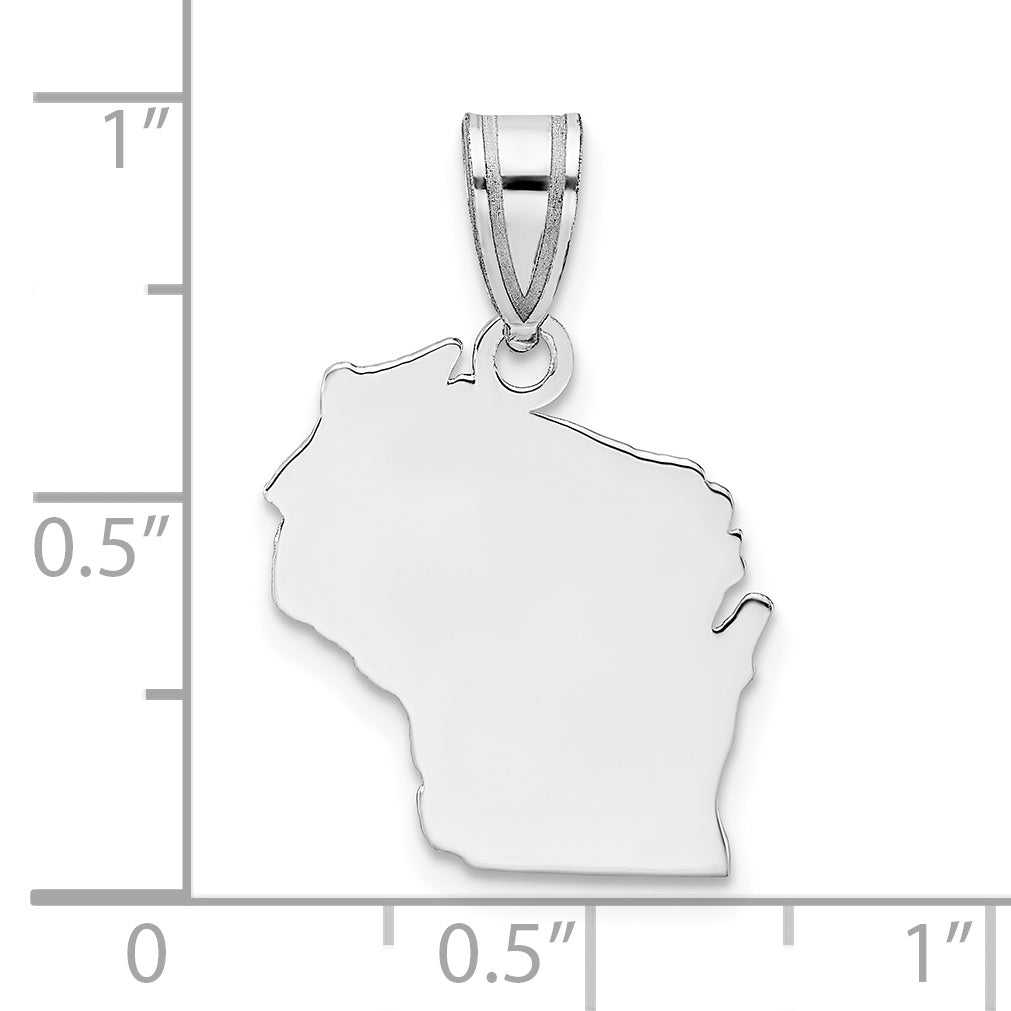 14K White Gold 14Kw Wisconsin State Pendant