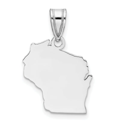 14K White Gold 14Kw Wisconsin State Pendant