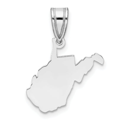 Sterling Silver Silver/Rhodium Plated West Virginia State Pendant