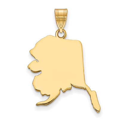 Gold Plated Sterling Silver/Gold Alaska State Pendant