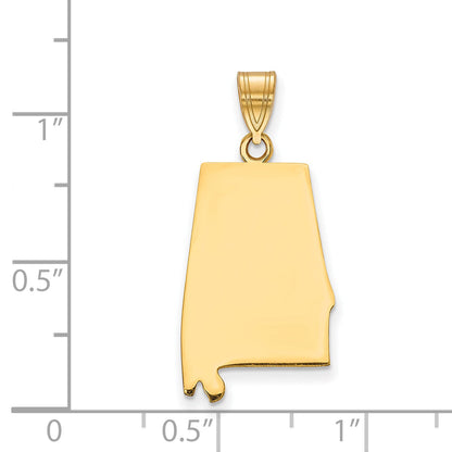 Gold Plated Sterling Silver/Gold Alabama State Pendant