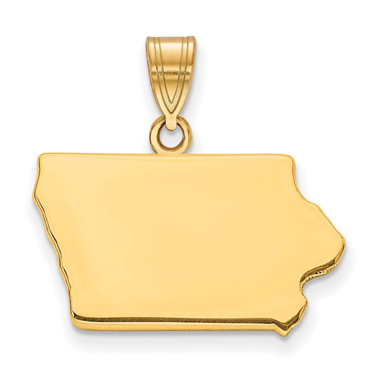 Gold Plated Sterling Silver/Gold Iowa State Pendant