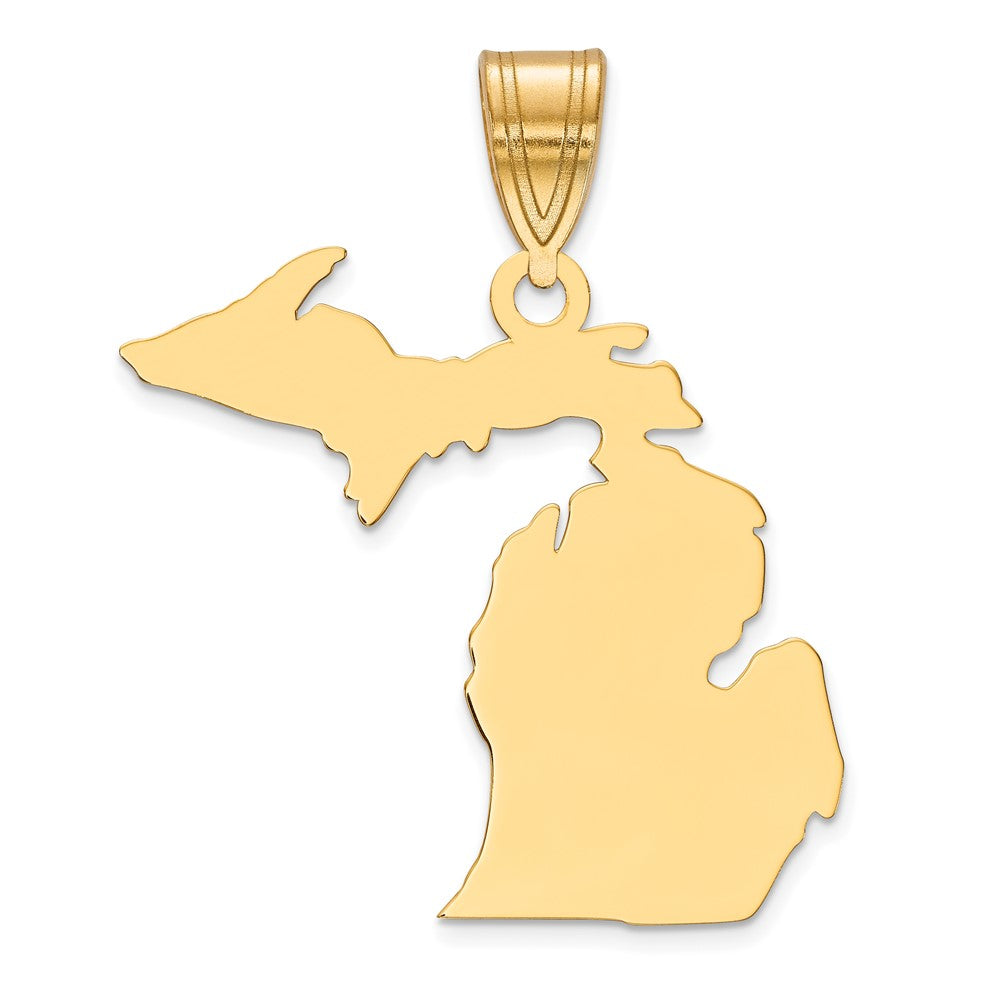 Gold Plated Sterling Silver/Gold Michigan State Pendant