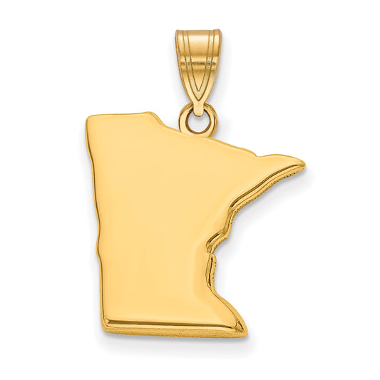 Gold Plated Sterling Silver/Gold Minnesota State Pendant
