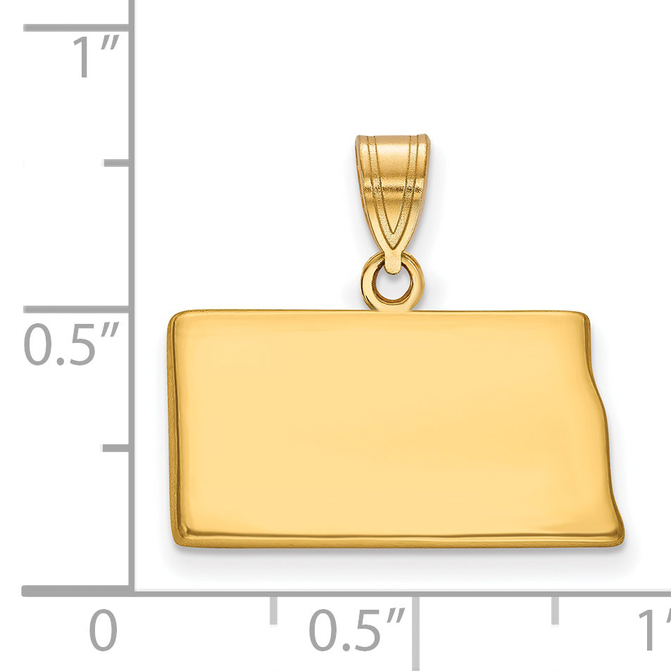 Gold Plated Sterling Silver/Gold North Dakota State Pendant