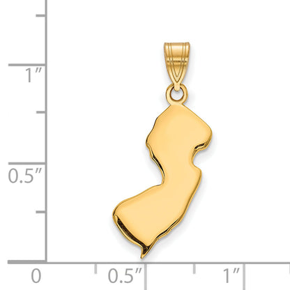 Gold Plated Sterling Silver/Gold New Jersey State Pendant