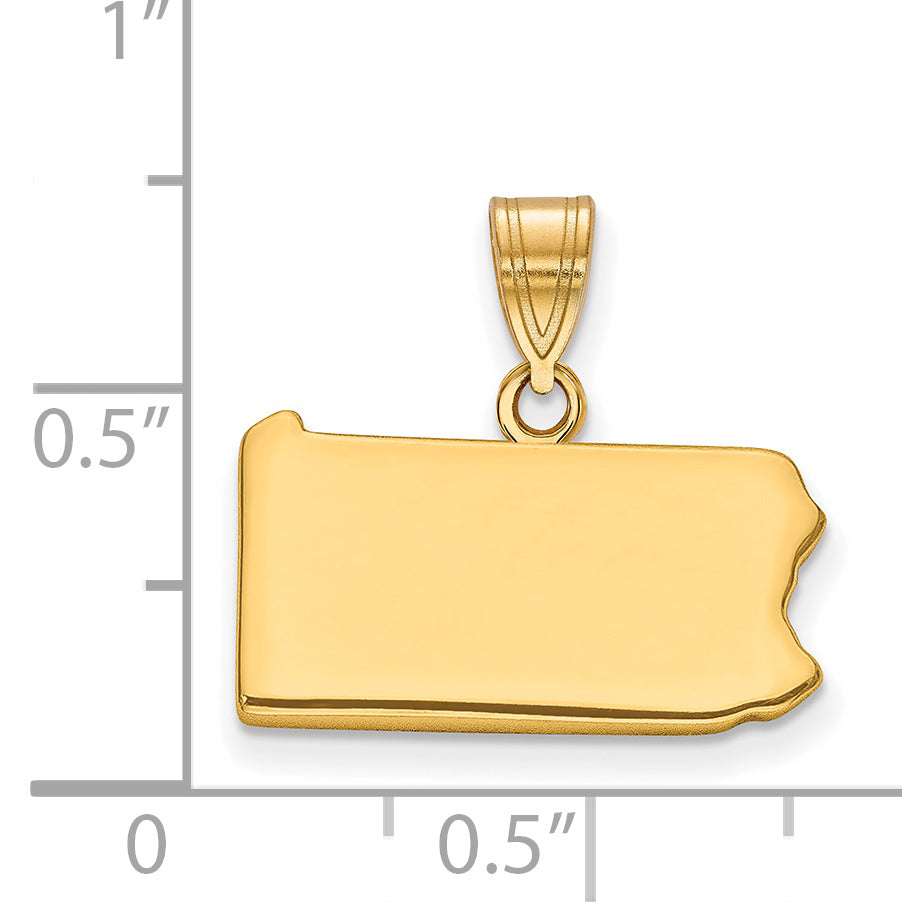 Gold Plated Sterling Silver/Gold Pennsylvania State Pendant