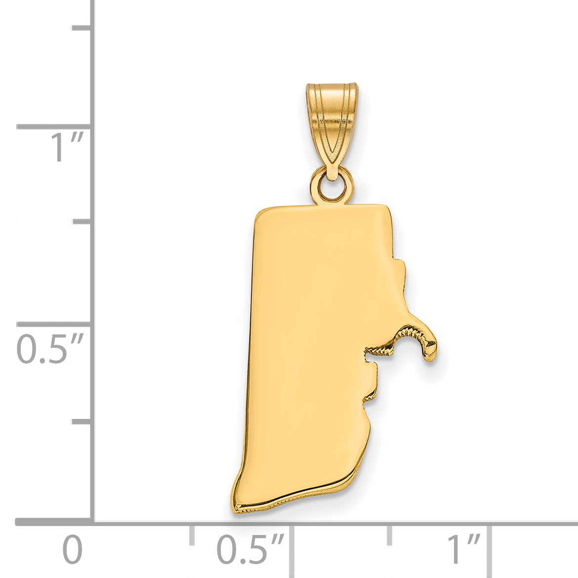 Gold Plated Sterling Silver/Gold Rhode Island State Pendant