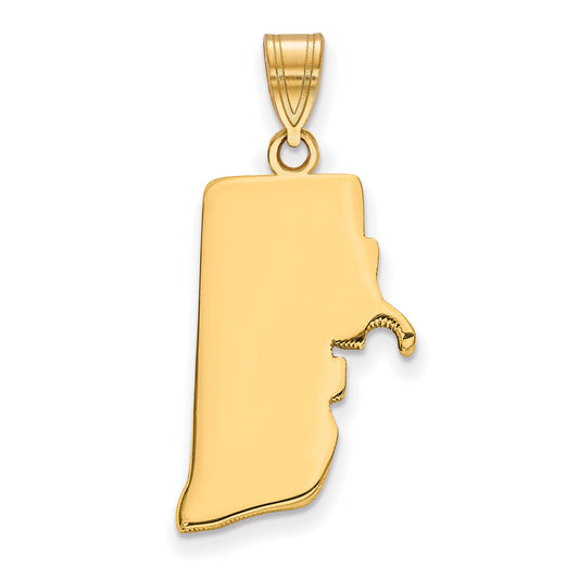 Gold Plated Sterling Silver/Gold Rhode Island State Pendant