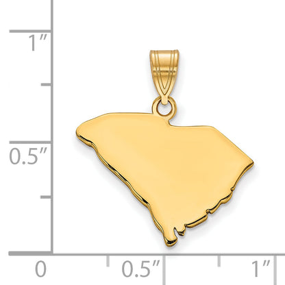 Gold Plated Sterling Silver/Gold South Carolina State Pendant