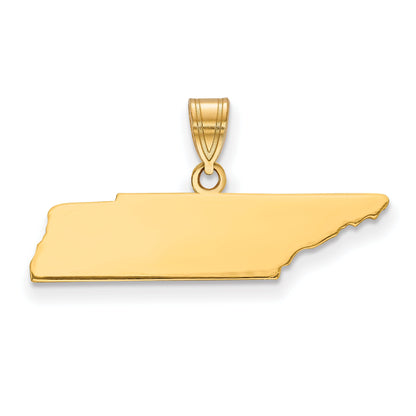 Gold Plated Sterling Silver/Gold Tennessee State Pendant