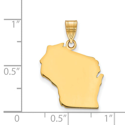 Gold Plated Sterling Silver/Gold Wisconsin State Pendant