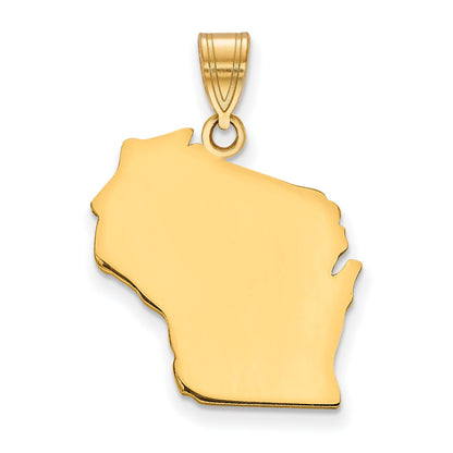 Gold Plated Sterling Silver/Gold Wisconsin State Pendant
