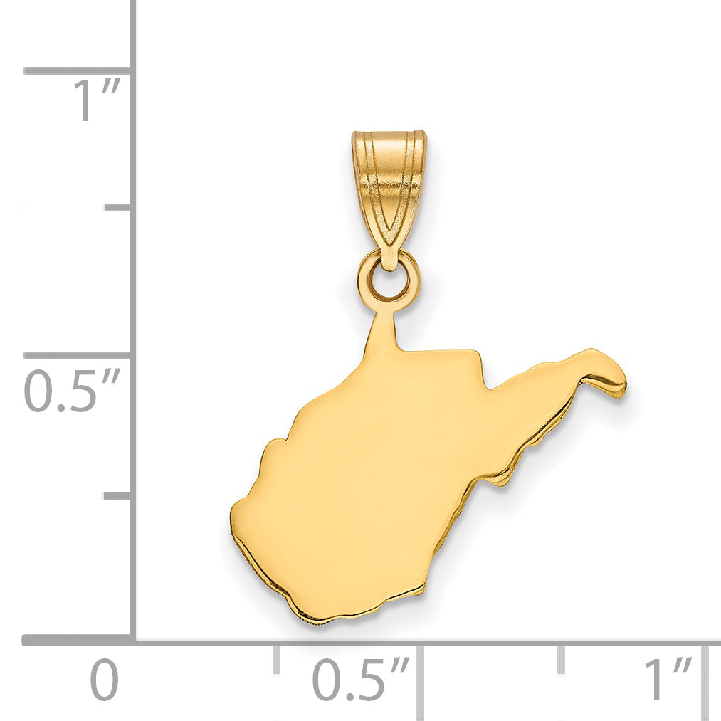 Gold Plated Sterling Silver/Gold West Virginia State Pendant