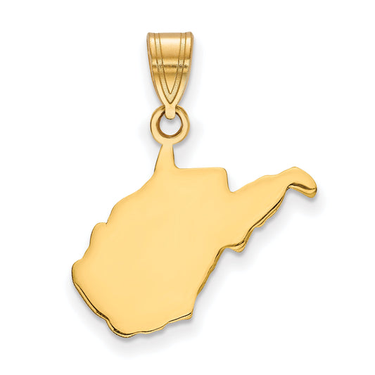 Gold Plated Sterling Silver/Gold West Virginia State Pendant