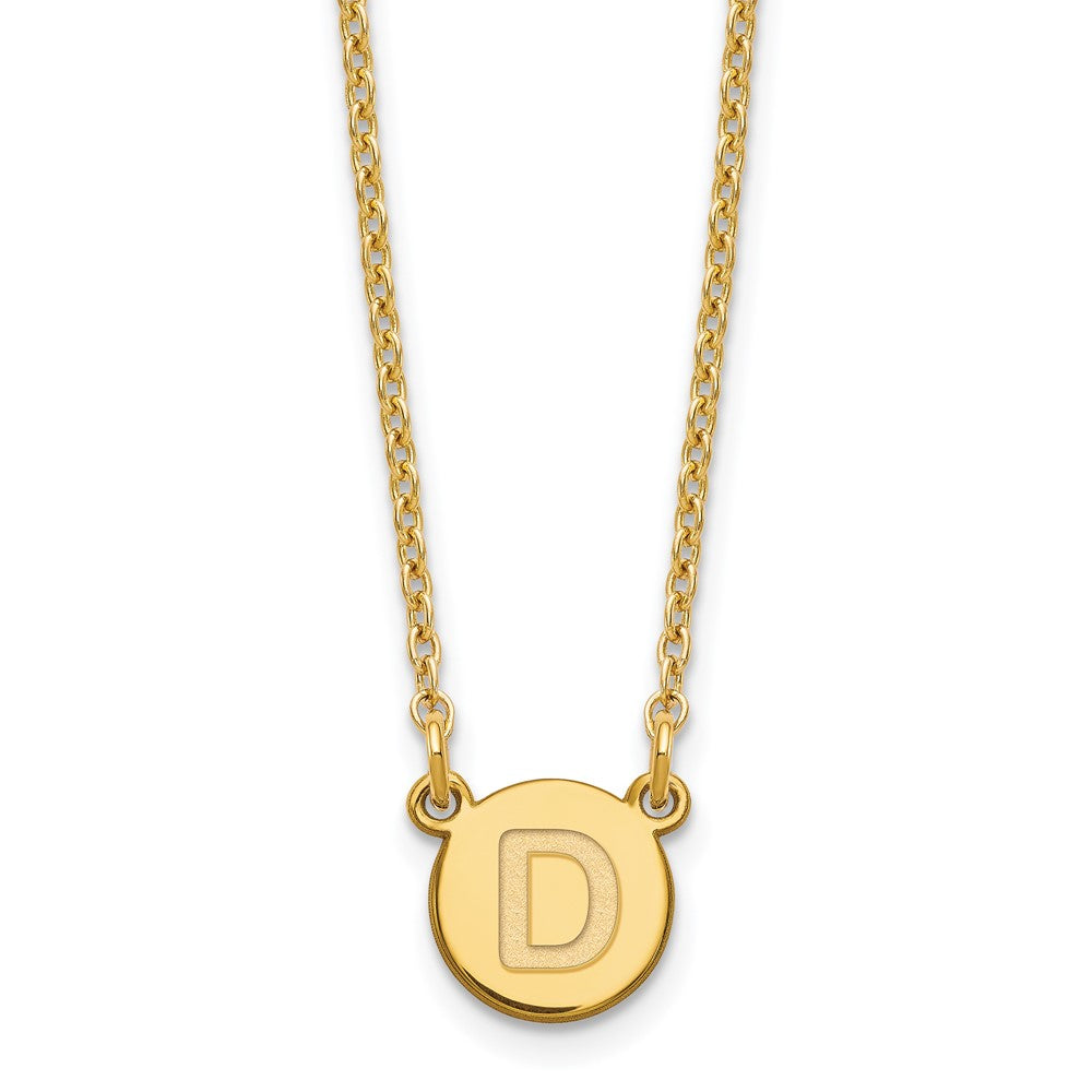Gold Plated Sterling Silver Tiny Circle Block Letter D Initial Necklace