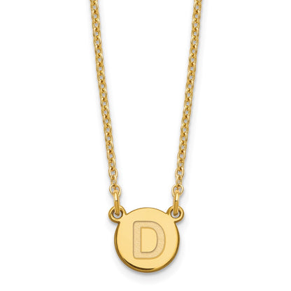 Gold Plated Sterling Silver Tiny Circle Block Letter D Initial Necklace