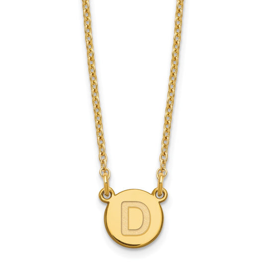 Gold Plated Sterling Silver Tiny Circle Block Letter D Initial Necklace