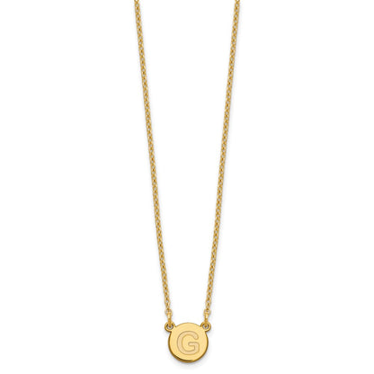 Gold Plated Sterling Silver Tiny Circle Block Letter G Initial Necklace