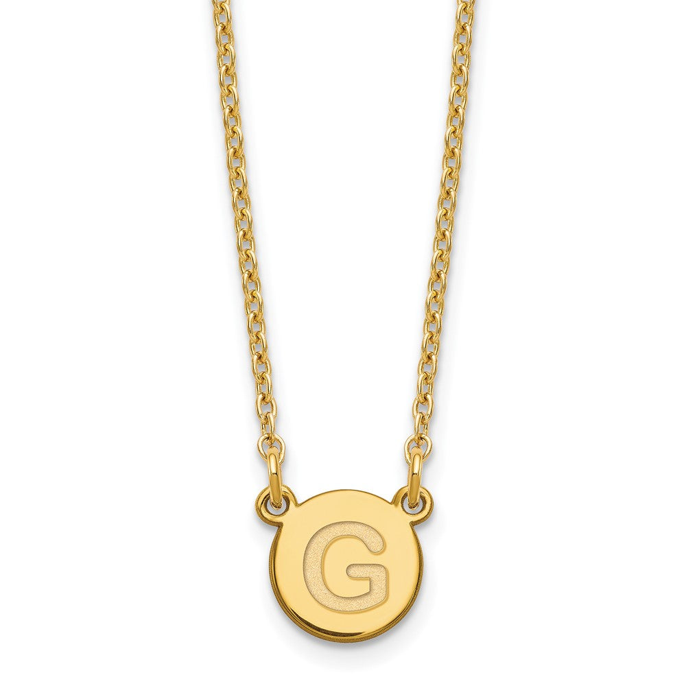 Gold Plated Sterling Silver Tiny Circle Block Letter G Initial Necklace
