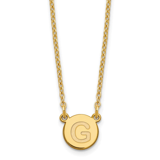 Gold Plated Sterling Silver Tiny Circle Block Letter G Initial Necklace