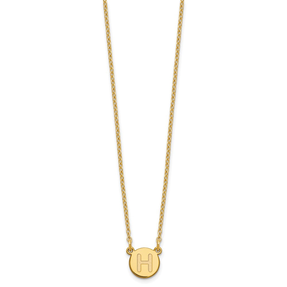Gold Plated Sterling Silver Tiny Circle Block Letter H Initial Necklace