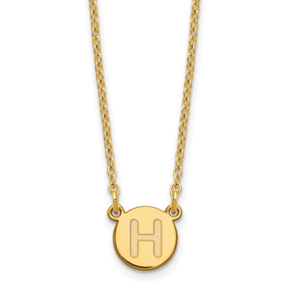Gold Plated Sterling Silver Tiny Circle Block Letter H Initial Necklace
