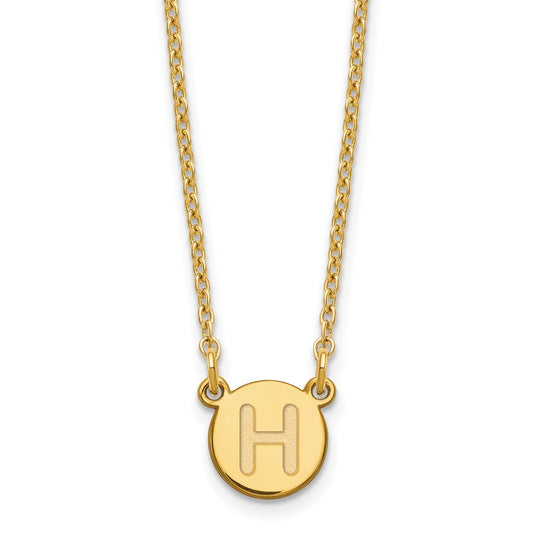 Gold Plated Sterling Silver Tiny Circle Block Letter H Initial Necklace