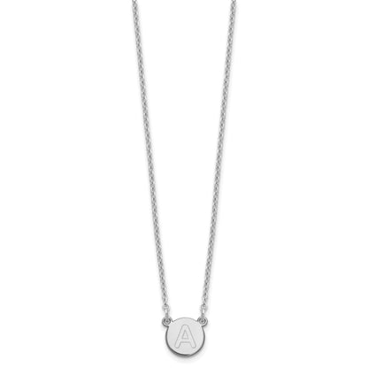 Sterling Silver Rhodium Plated Tiny Circle Block Letter A Initial Necklace