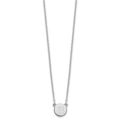 Sterling Silver Rhodium Plated Tiny Circle Block Letter B Initial Necklace