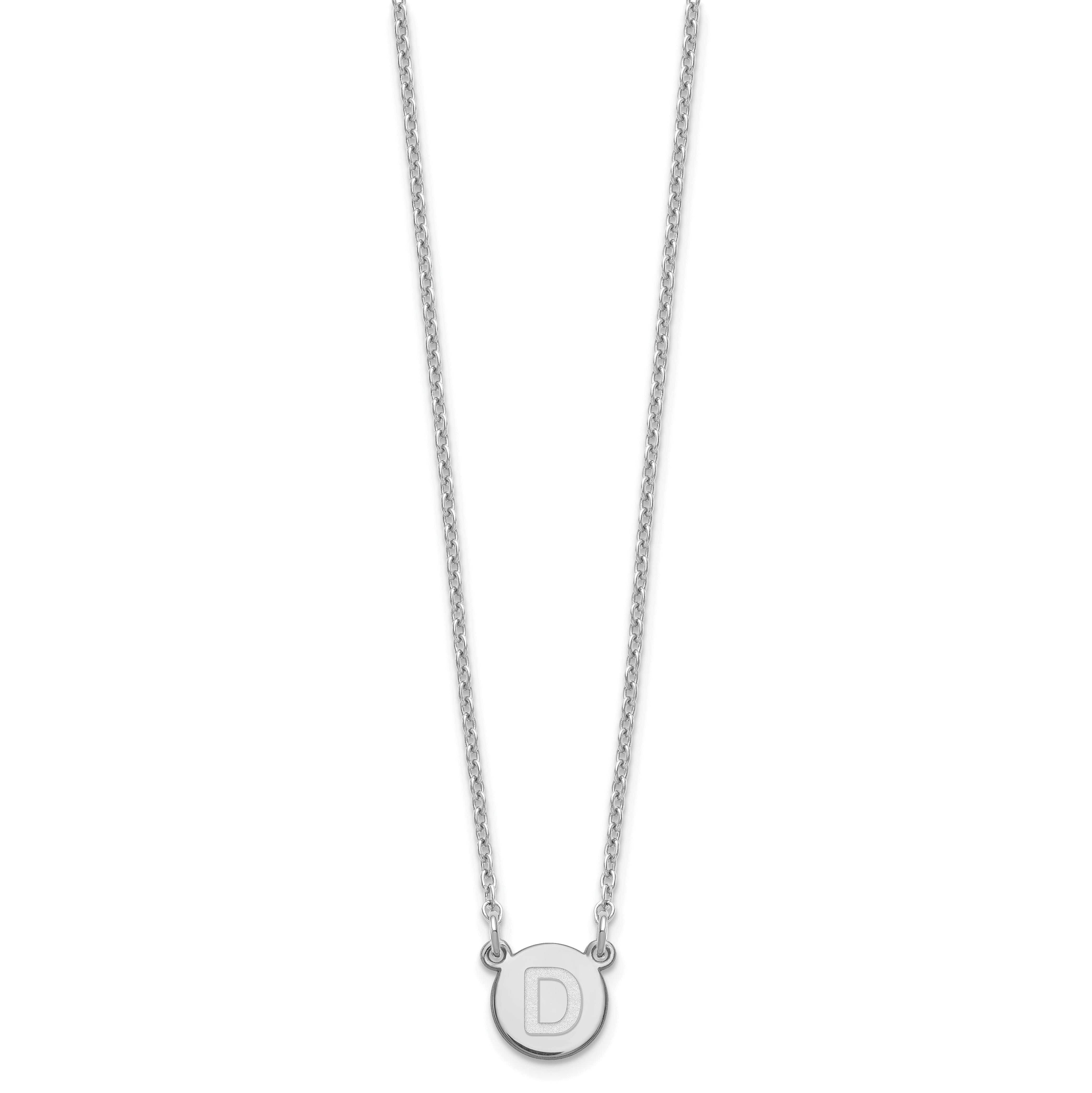 Sterling Silver Rhodium Plated Tiny Circle Block Letter D Initial Necklace
