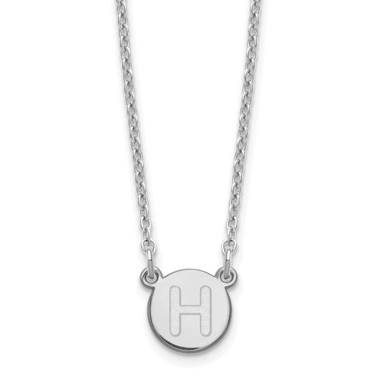 Sterling Silver Rhodium Plated Tiny Circle Block Letter H Initial Necklace