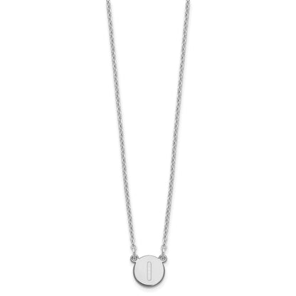 Sterling Silver Rhodium Plated Tiny Circle Block Letter I Initial Necklace