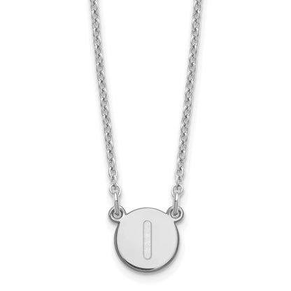 Sterling Silver Rhodium Plated Tiny Circle Block Letter I Initial Necklace