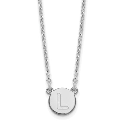 Sterling Silver Rhodium Plated Tiny Circle Block Letter L Initial Necklace