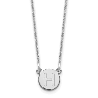 14K White Gold 14Kw Tiny Circle Block Letter H Initial Necklace