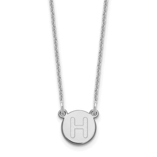 14K White Gold 14Kw Tiny Circle Block Letter H Initial Necklace