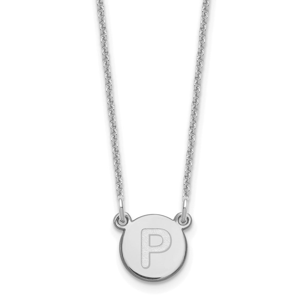 14K White Gold 14Kw Tiny Circle Block Letter P Initial Necklace