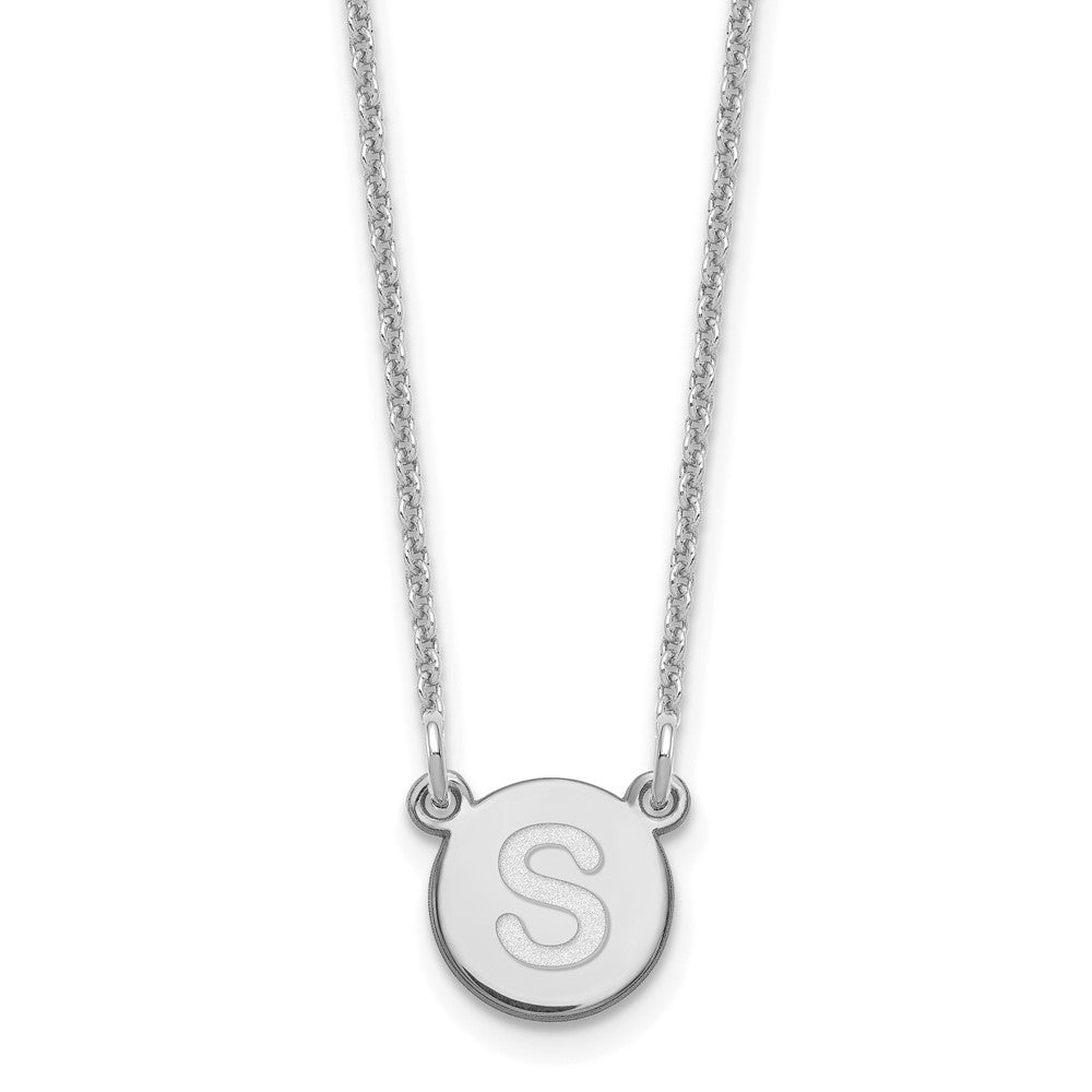14K White Gold 14Kw Tiny Circle Block Letter S Initial Necklace