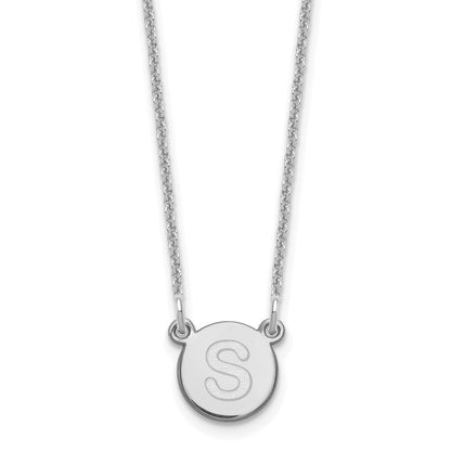 14K White Gold 14Kw Tiny Circle Block Letter S Initial Necklace