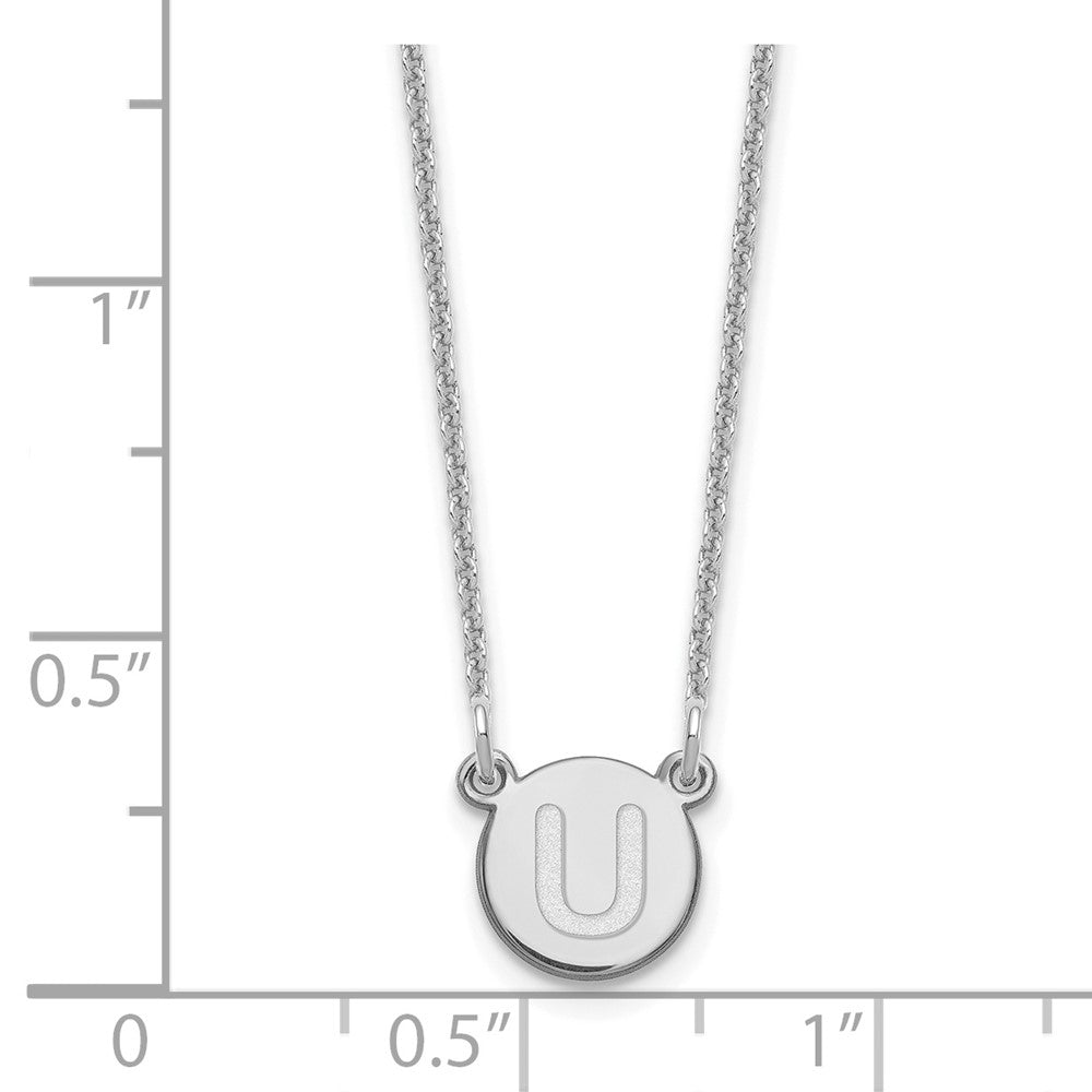 14K White Gold 14Kw Tiny Circle Block Letter U Initial Necklace