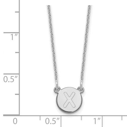 14K White Gold 14Kw Tiny Circle Block Letter X Initial Necklace